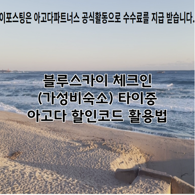 블루스카이 체크인 (가성비숙소) 타이중 아고다 할인코드 활용법