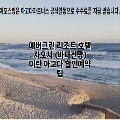 에버그린 리조트 호텔 자오시 (바다전망) 이란 아고다 할인예약 팁
