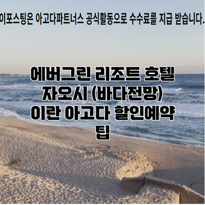 에버그린 리조트 호텔 자오시 (바다전망) 이란 아고다 할인예약 팁